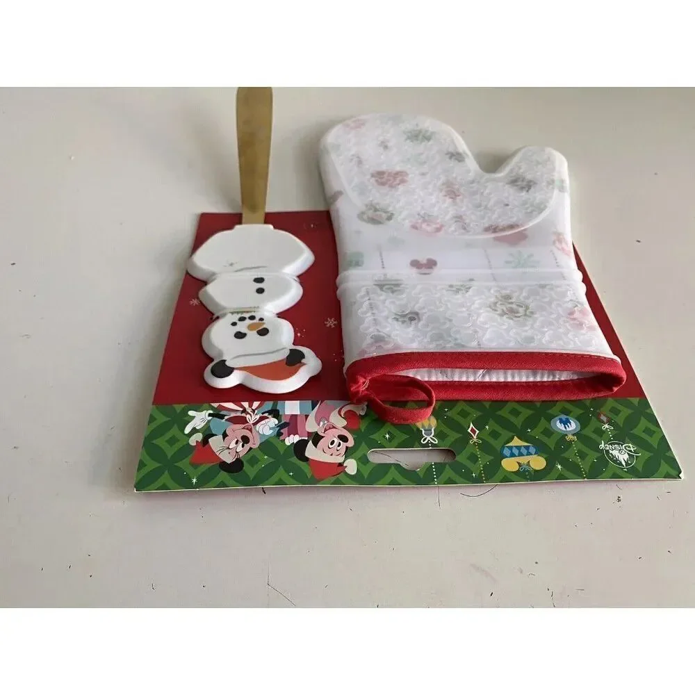 Disney Parks Christmas Holiday‎ Mickey Snowman Silicone Oven Mitt & Spatula Set
